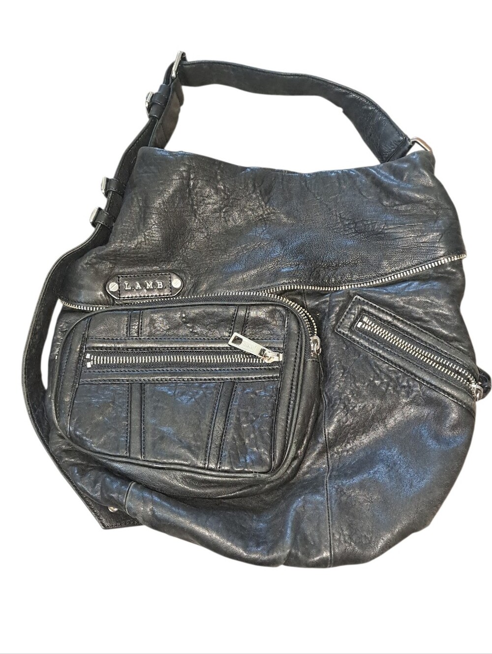 L.A.M.B. Black Leather Hobo Bag - Gwen Stephani Line